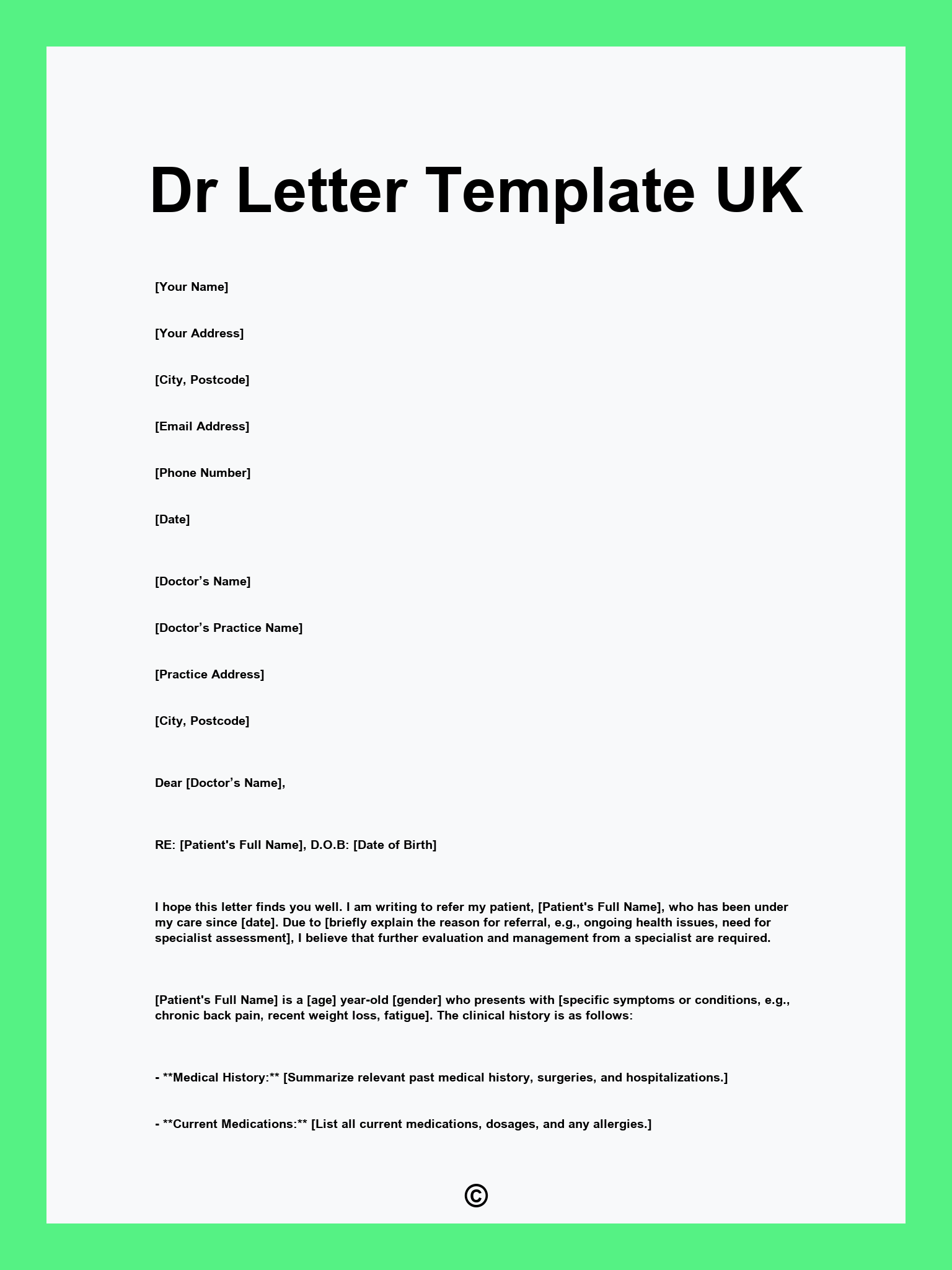 Dr Letter Template UK
