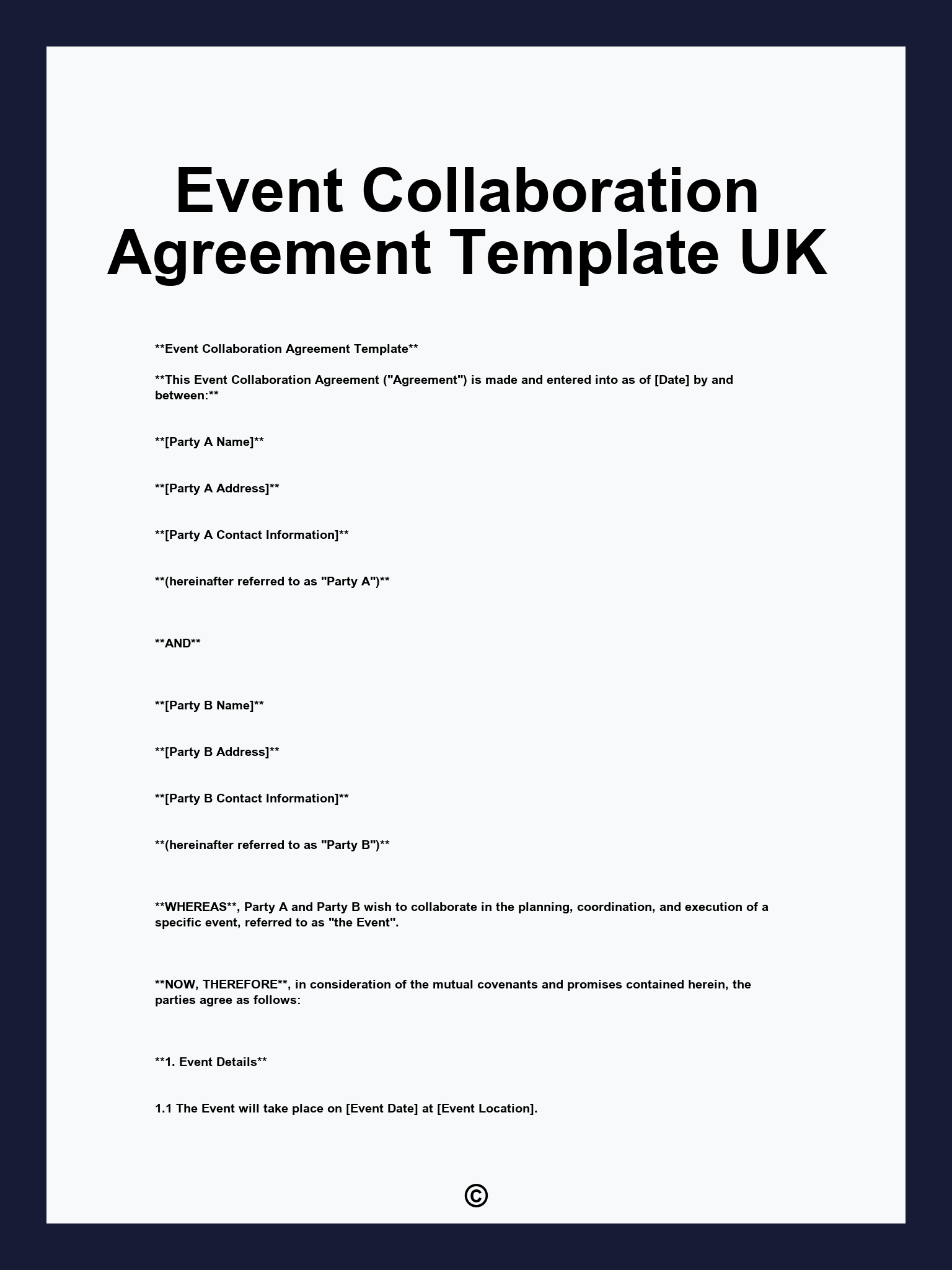 Event Collaboration Agreement Template UK Event Collaboration Agreement Template UK
