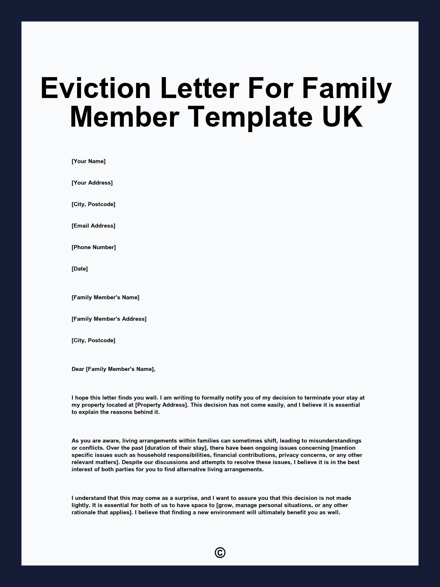 Eviction Letter For Family Member Template UK