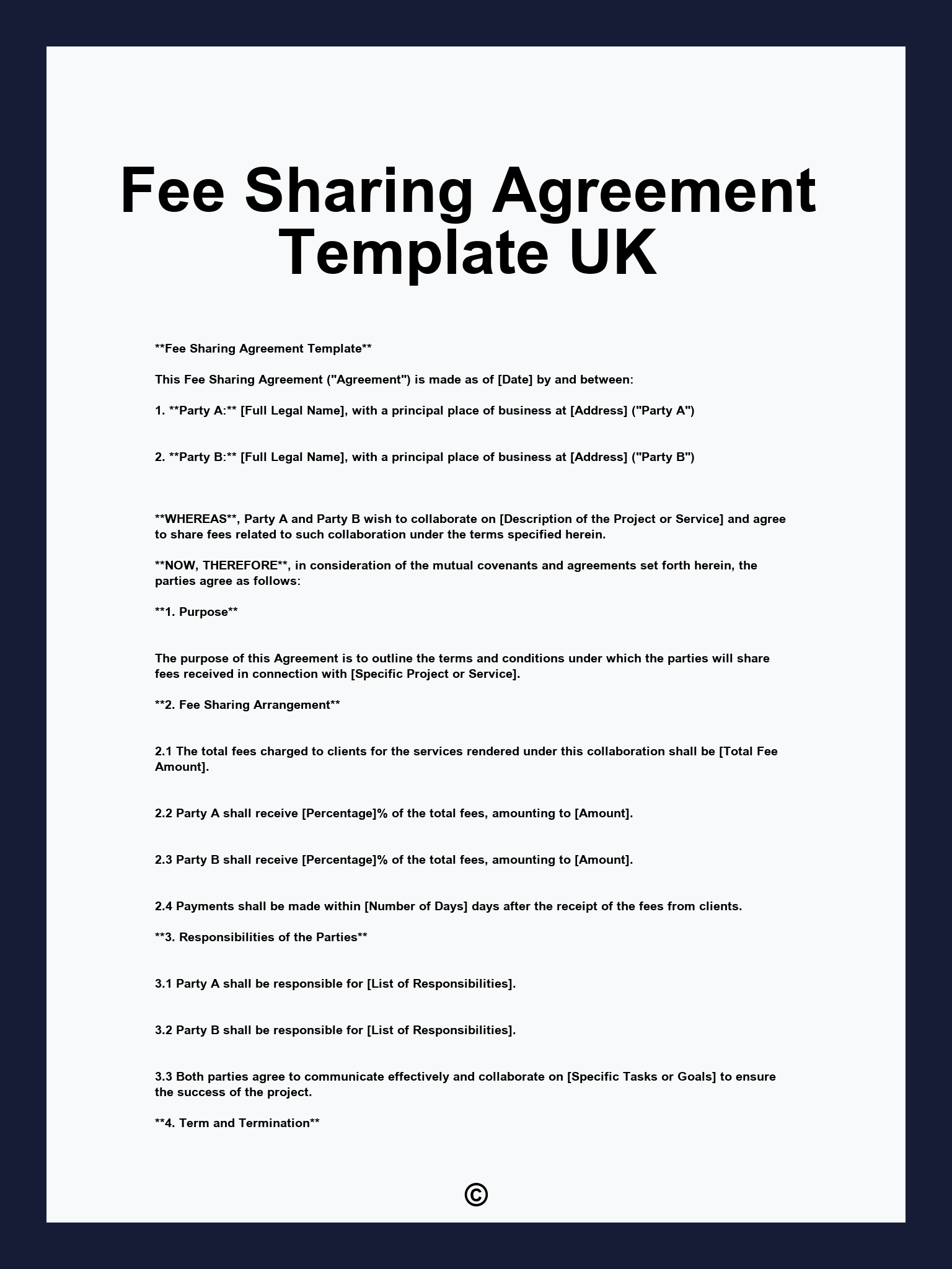 Fee Sharing Agreement Template UK