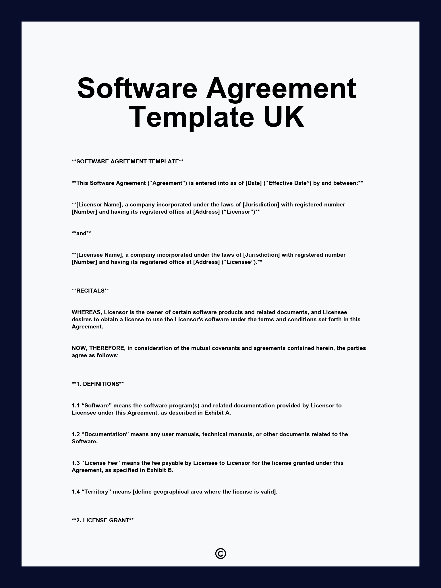 Software Agreement Template UK